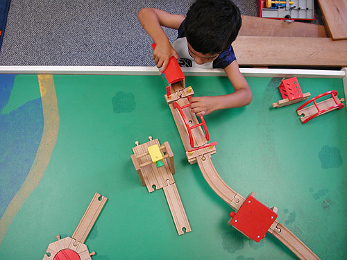 this simple train table is 90% of the reason alex made it through his first year of school.